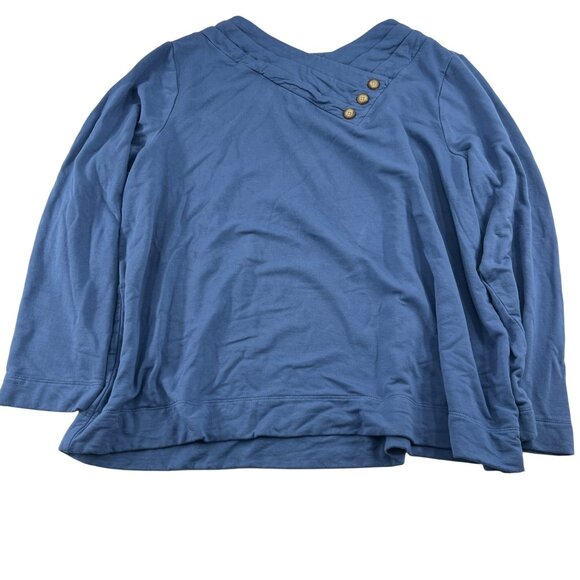Pure Jill Womens Blue Long Sleeve Top XL Rayon & Spandex - Picture 1 of 5